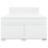 vidaXL Pat box spring cu saltea, alb, 140x200 cm, piele ecologică