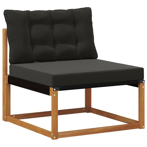 vidaXL Set de canapele de exterior cu pernă 6 pcs Natural și Negru