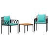 vidaXL Set de Mobilier pentru Exterior 3 pcs Negru și Turcoaz