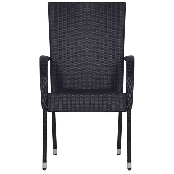 vidaXL Set mobilier de grădină, negru, 9 piese