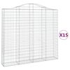 vidaXL Coșuri gabion arcuite 15 buc, 200x30x180/200cm, fier galvanizat