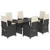 vidaXL Set mobilier de grădină cu perne, 7 piese, negru, poliratan