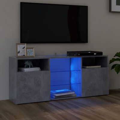 vidaXL Comodă TV cu lumini LED, gri beton, 120x30x50 cm