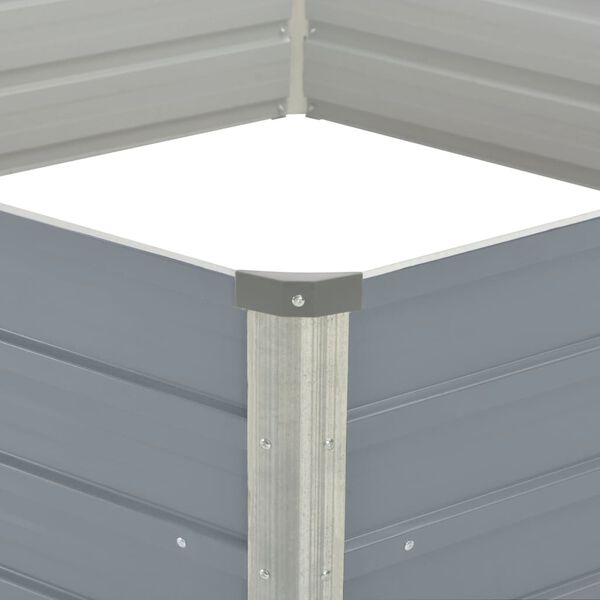 vidaXL Pat &icirc;nalt cu straturi, 129x129x45 cm, oțel galvanizat, gri
