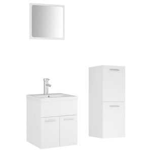 vidaXL Set mobilier de baie, alb, lemn prelucrat