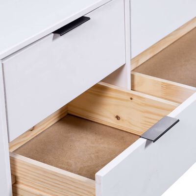 vidaXL Comodă cu sertare, alb, 119,3x39,5x73,6 cm, lemn masiv de pin