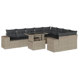 vidaXL Set canapele de grădină cu perne 10 piese gri deschis poliratan