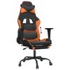 vidaXL Scaun de gaming cu suport picioare, negru/oranj, piele eco