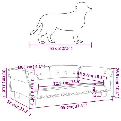 vidaXL Pat de câini, maro, 95x55x30 cm, catifea