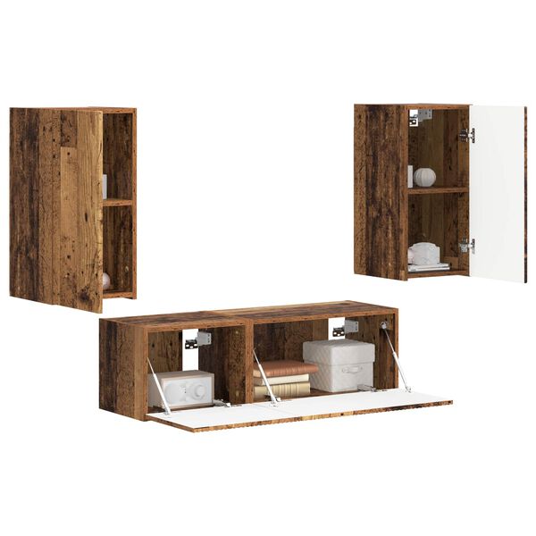 vidaXL Set Dulap pentru Televizor Montat pe Perete 4 pcs Lemn vechi