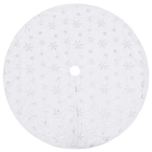 vidaXL Fustă de lux pentru brad de Crăciun, albă, 90 cm, blană artificială
