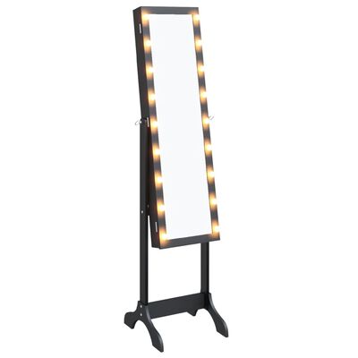 vidaXL Oglindă de sine stătătoare cu LED, negru, 34x37x146 cm