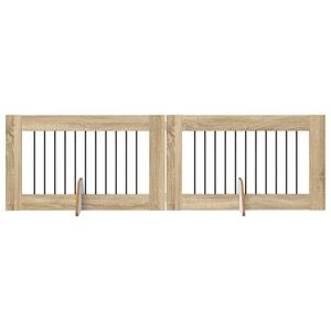 vidaXL Poartă pentru c&acirc;ini cu suporturi 2 pcs Stejar Sonoma