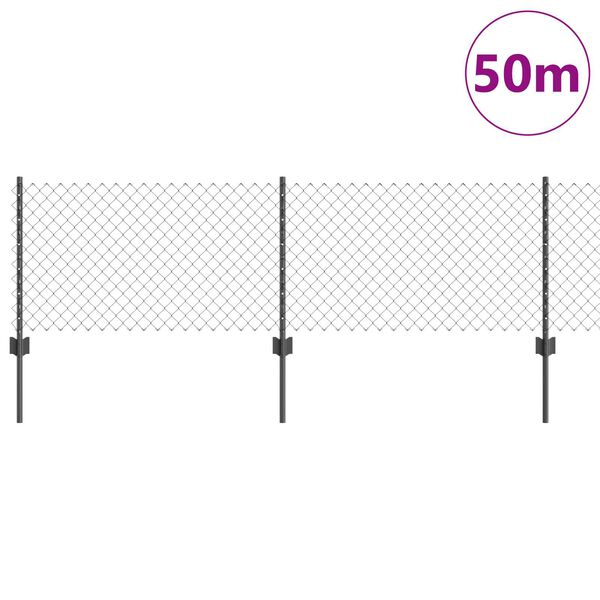 vidaXL Gard cu St&acirc;lp Gri 0,4 x 50 m Oțel și PVC