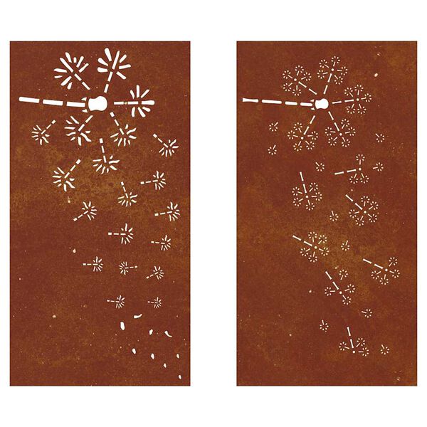 vidaXL Decor perete grădină 2 buc. 105x55 cm design flori oțel Corten