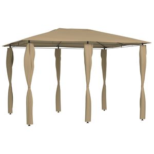 vidaXL Pavilion cu huse pentru st&acirc;lpi, gri taupe, 3x4x2,6 m, 160 g/m&sup2;