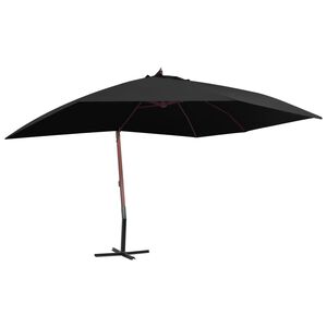 vidaXL Umbrelă suspendată cu st&acirc;lp din lemn, negru, 400 x 300 cm