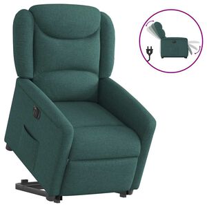 vidaXL Fotoliu electric rabatabil cu ridicare, verde &icirc;nchis, textil