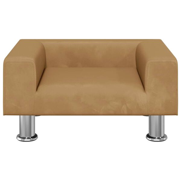 vidaXL Pat de câini, maro, 50x40x26,5 cm, catifea