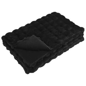 vidaXL Pătură antiderapantă din sintetică de iepure Olite Negru