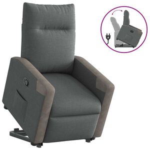 vidaXL Fotoliu rabatabil cu ridicare pe verticală, gri &icirc;nchis, textil