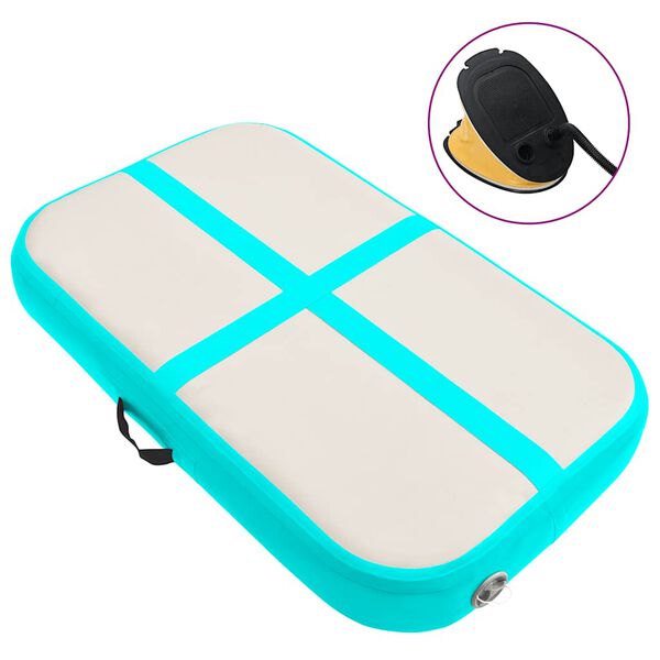 vidaXL Saltea gimnastică gonflabilă cu pompă verde 60x100x10 cm PVC