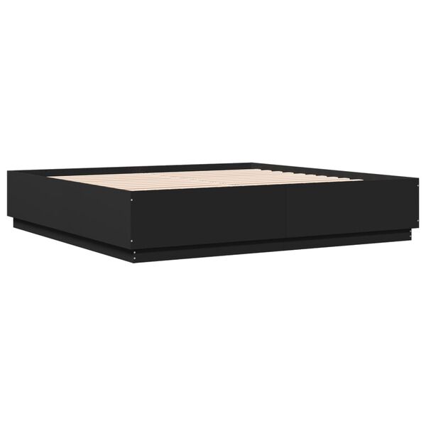 vidaXL Cadru de pat, negru, 200x200 cm, lemn prelucrat