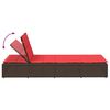 vidaXL Sezlong cu pernă plutitoare din polirattan maro