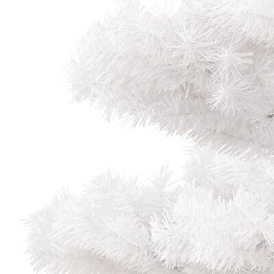 vidaXL Brad Crăciun pre-iluminat ondulat cu ghiveci, alb, 120 cm, PVC