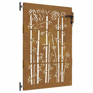 vidaXL Poartă de grădină 85x125 cm, oțel corten, design bambus
