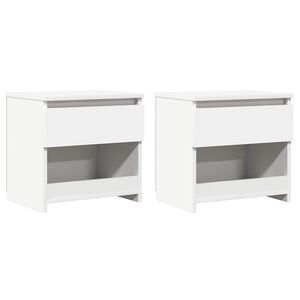 vidaXL Noptiere, 2 buc., alb, 40x30x39 cm, lemn prelucrat