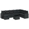 vidaXL Set mobilier de grădină cu perne, 9 piese, negru, poliratan