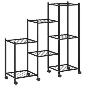 vidaXL Suport pentru flori cu roți, 83x25x83,5 cm, negru, fier