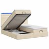 vidaXL Pat Ottoman cu Saltea și LED Crem 180 x 200 cm Țesătură