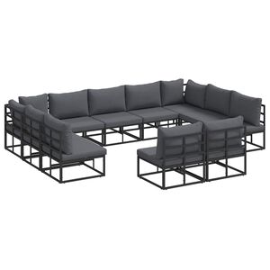 vidaXL Set de canapele pentru grădină 11 buc. Negru Aluminiu
