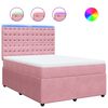 vidaXL Pat box spring cu saltea, roz, 140x200 cm, catifea