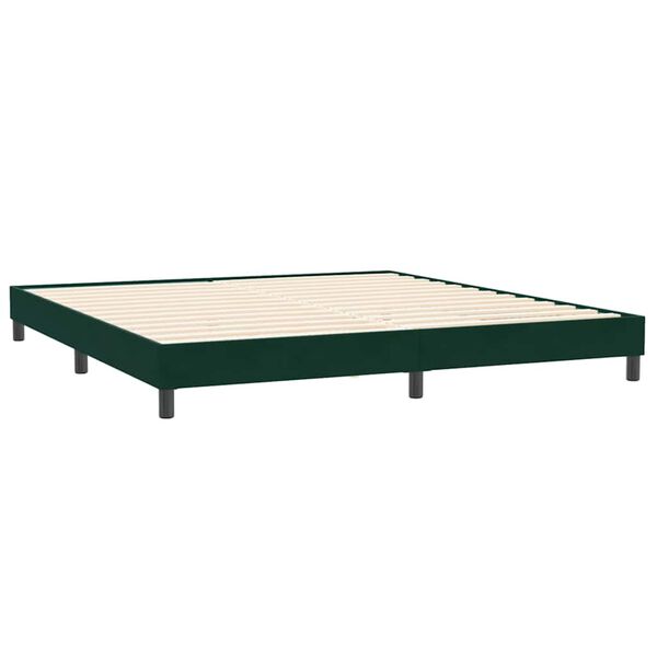 vidaXL Pat box spring cu saltea, verde &icirc;nchis, 180x210 cm, catifea