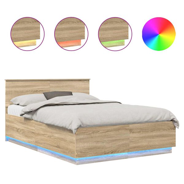 vidaXL Cadru de pat Stejar Sonoma 150 x 200 cm Lemn compozit