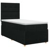 vidaXL Pat boxspring cu saltea cu headboard Negru 90 x 200 cm Țesătură