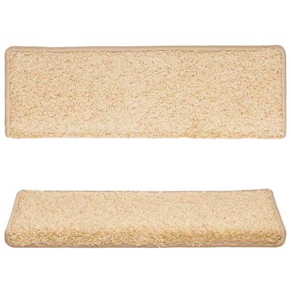 vidaXL Covorașe pentru scări, 15 buc., 65x21x4 cm, margini dreptunghiulare, crem