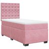 vidaXL Pat box spring cu saltea, roz, 90x190 cm, catifea