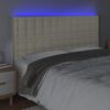 vidaXL Tăblie de pat cu LED, crem, 180x5x118/128 cm, piele ecologică