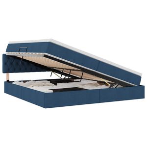 vidaXL Pat cu saltea și LED cu saltea albastru 200 x 200 cm țesătură