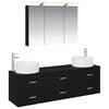 vidaXL Set de mobilier pentru baie 4 pcs Stejar Negru