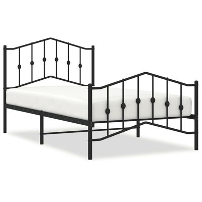 vidaXL Cadru pat metalic cu tăblii de cap/picioare  negru, 100x190 cm