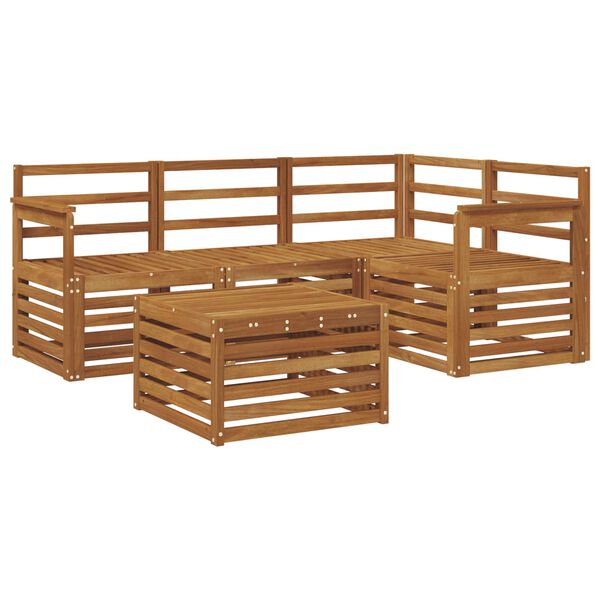 vidaXL Set de canapele de exterior 5 pcs natural Lemn Solid de Acacia