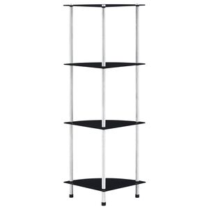 vidaXL Raft cu 4 niveluri, negru, 30 x 30 x 100 cm, sticlă securizată