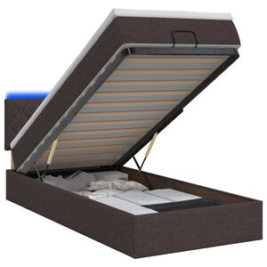 vidaXL Pat Ottoman cu Saltea și LED Maro &icirc;nchis 90 x 200 cm Țesătură