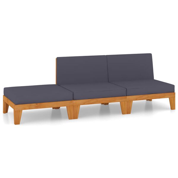 vidaXL Set mobilier grădină cu perne, 3 piese, lemn masiv acacia