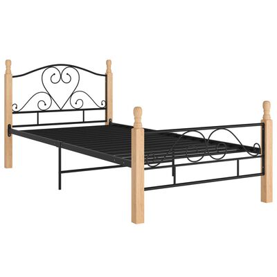 vidaXL Cadru de pat, negru, 90x200 cm, metal